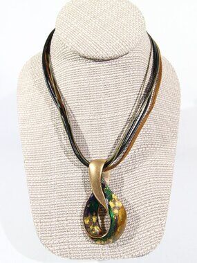 Vintage Chico's Multi-Cord Necklace Featuring a Twisting Teardrop Pendant